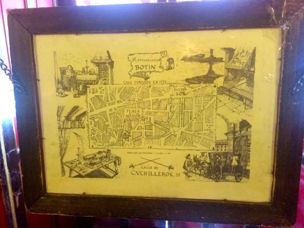 Cuadro de mapa antiguo donde figura la Plaza Mayor y alrededores
