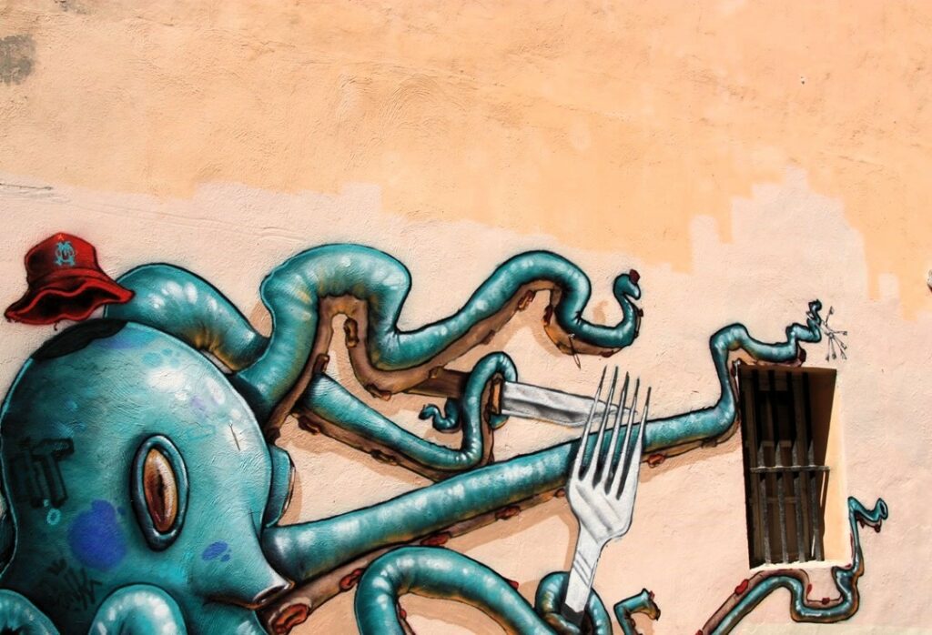 Grafiti de un pulpo en Le Panier